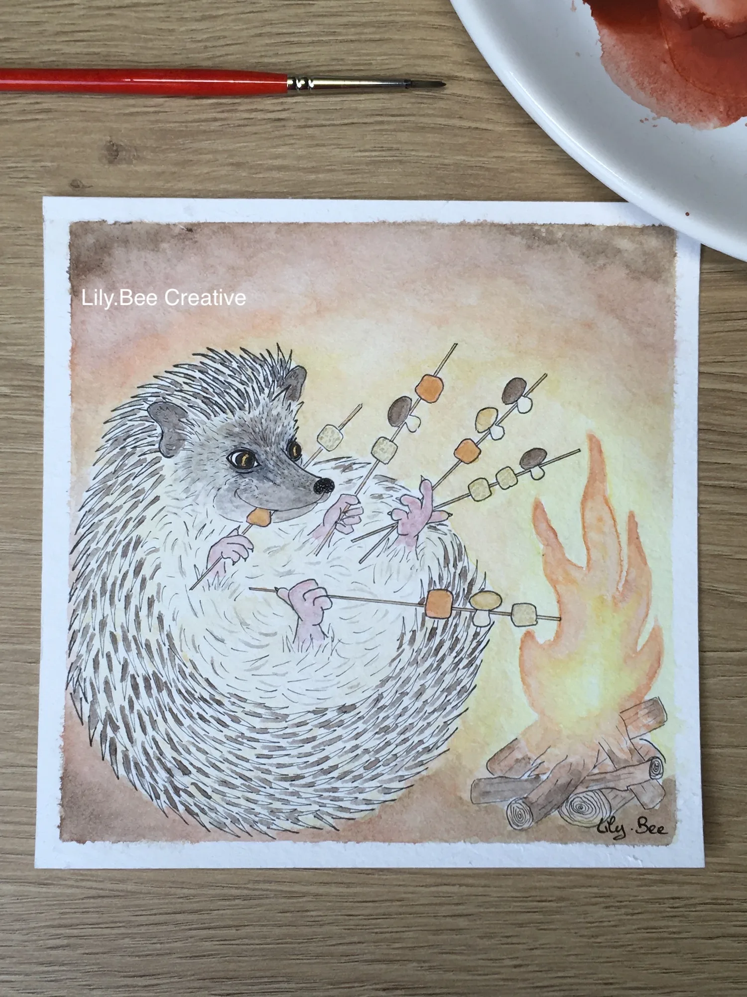 Hérisson Gourmand (Illustration aquarelle) – Image 2