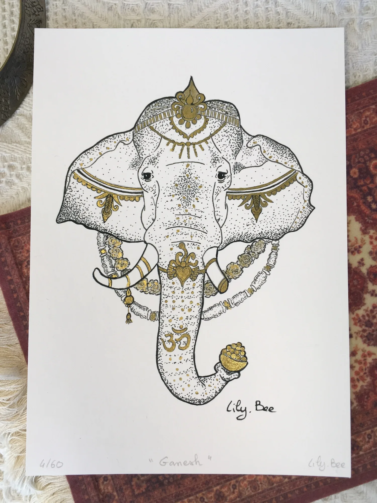 ganesh illustration encre et or