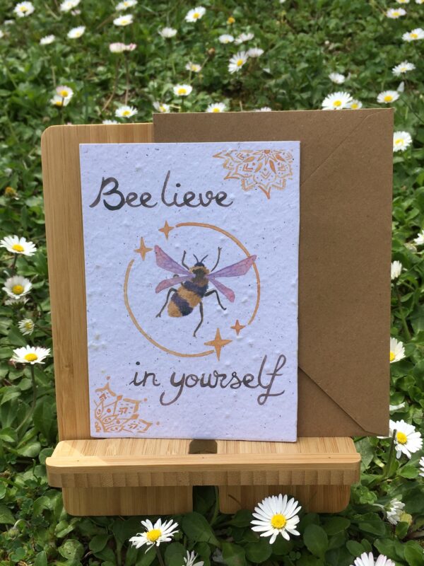 carte à planter bee lieve in yourself enveloppe