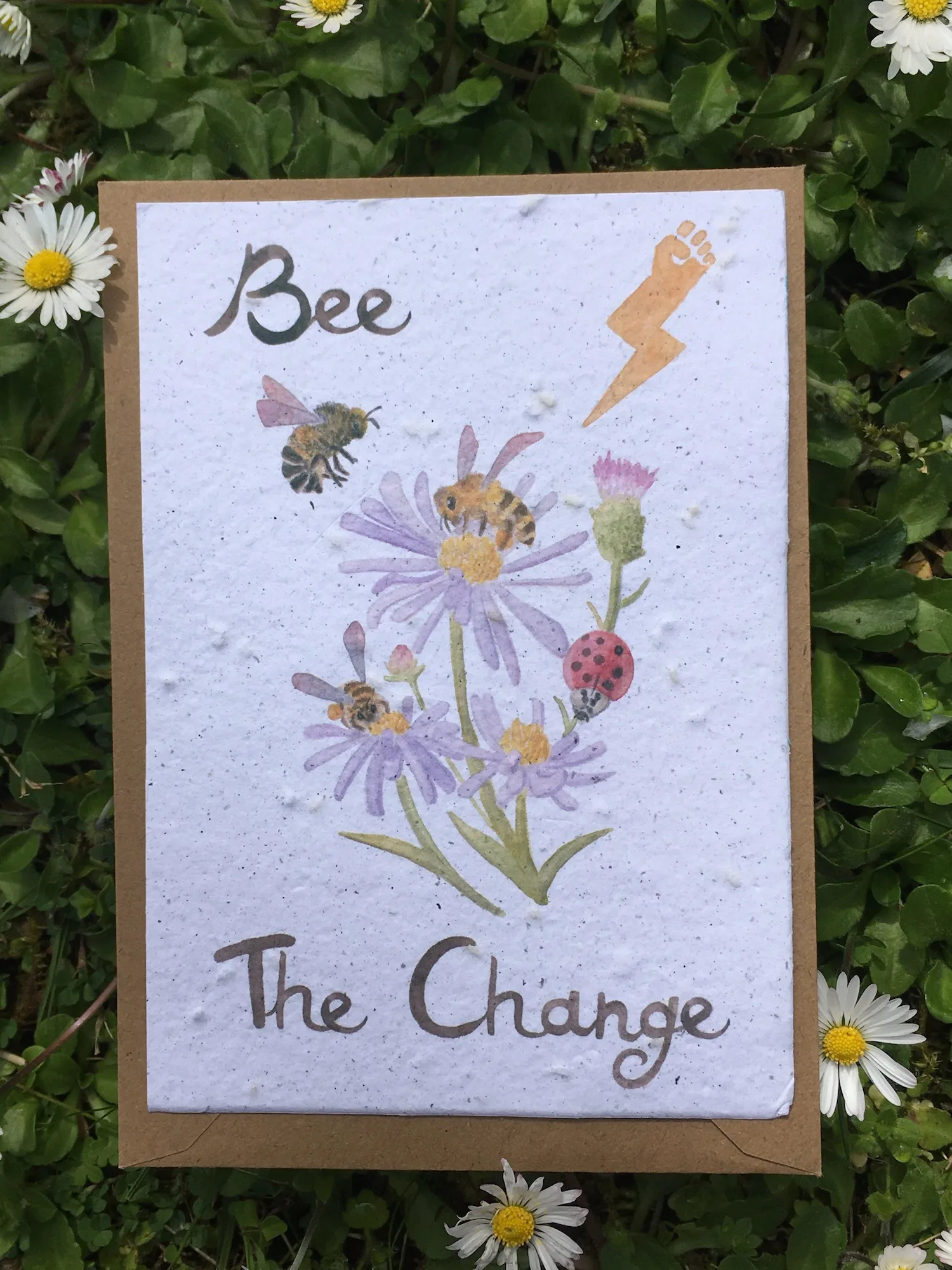 Carte à planter Bee the change paquerettes