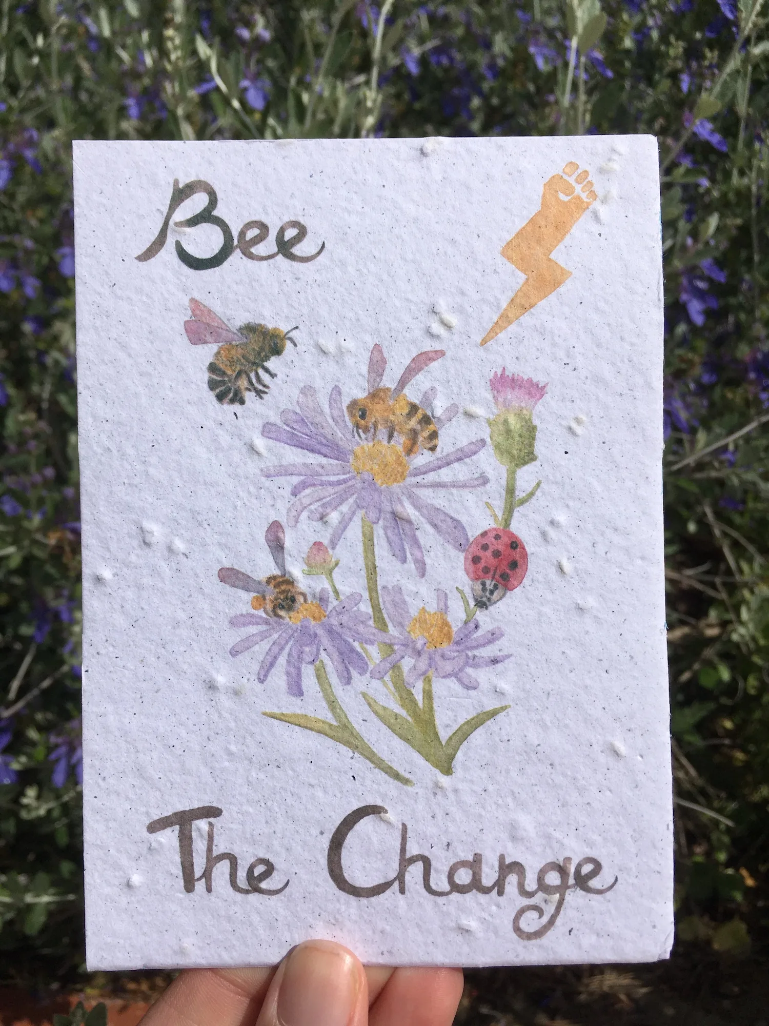 carte à planter bee the change vue main