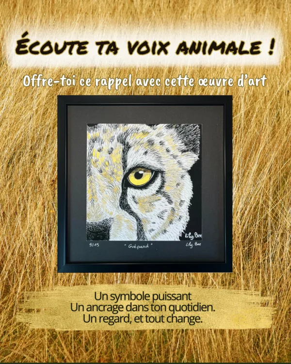 Regard animal "Guépard" (illustration encre et or) – Image 2