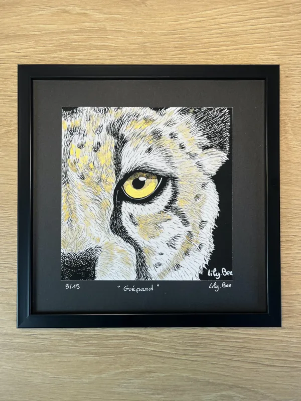 Regard animal "Guépard" (illustration encre et or) – Image 4