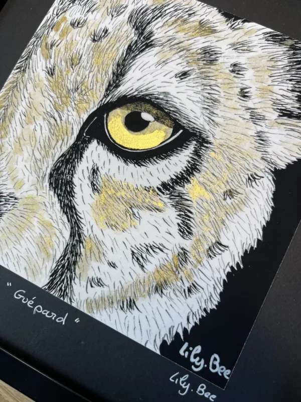 Regard animal "Guépard" (illustration encre et or) – Image 3