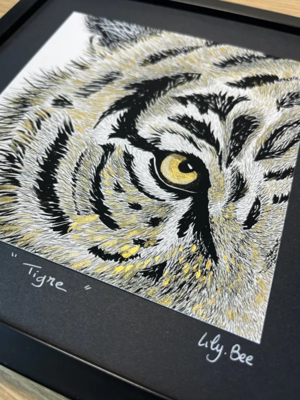 Regard animal "Tigre" (illustration encre et or) – Image 4