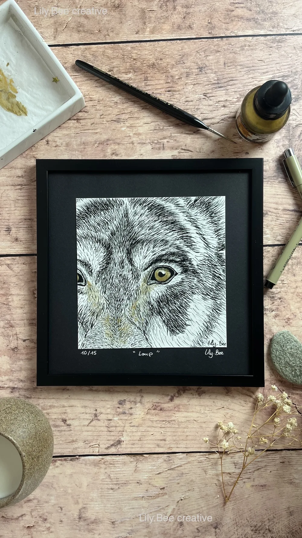 cadre loup atelier artiste